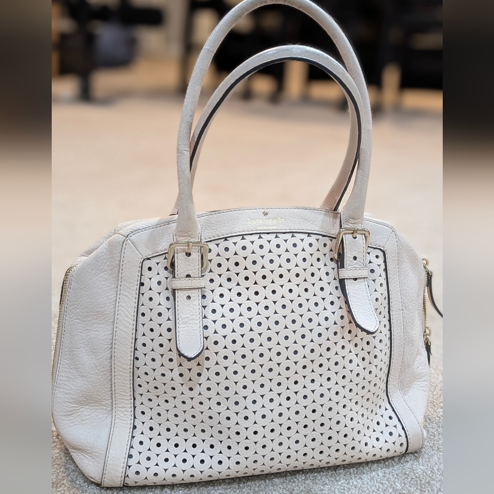 Kate Spade Cream Leather Tote Bag